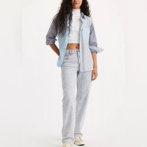 Levi's Premium 501 Women’s 90’s Jeans, NWT, Mini Rail Stripe Med. Blue, Size 28